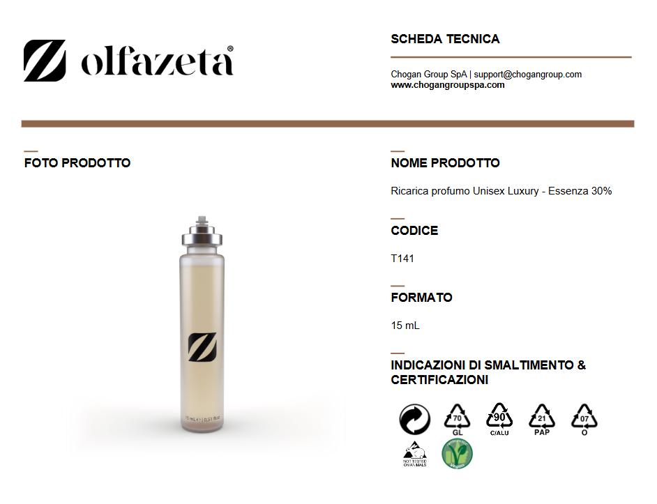 Olfazeta ricarica profumo Unisex Luxury 15ml -  cod. T141