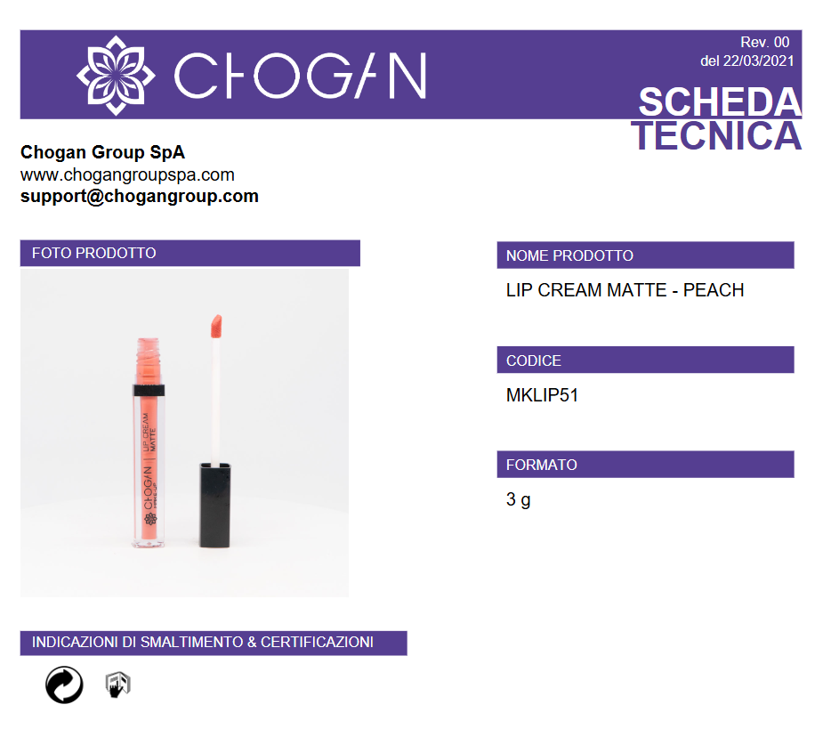 CHOGAN LIP CREAM MATTE - PEACH - cod. MKLIP51