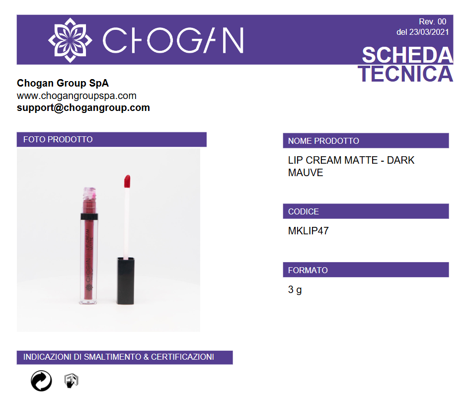 CHOGAN LIP CREAM MATTE - DARK MAUVE - Cod. MKLIP47