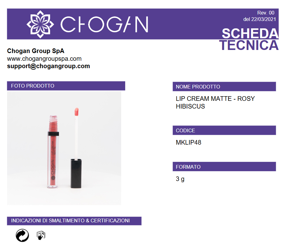 CHOGAN LIP CREAM MATTE - ROSY HIBISCUS - Cod. MKLIP48