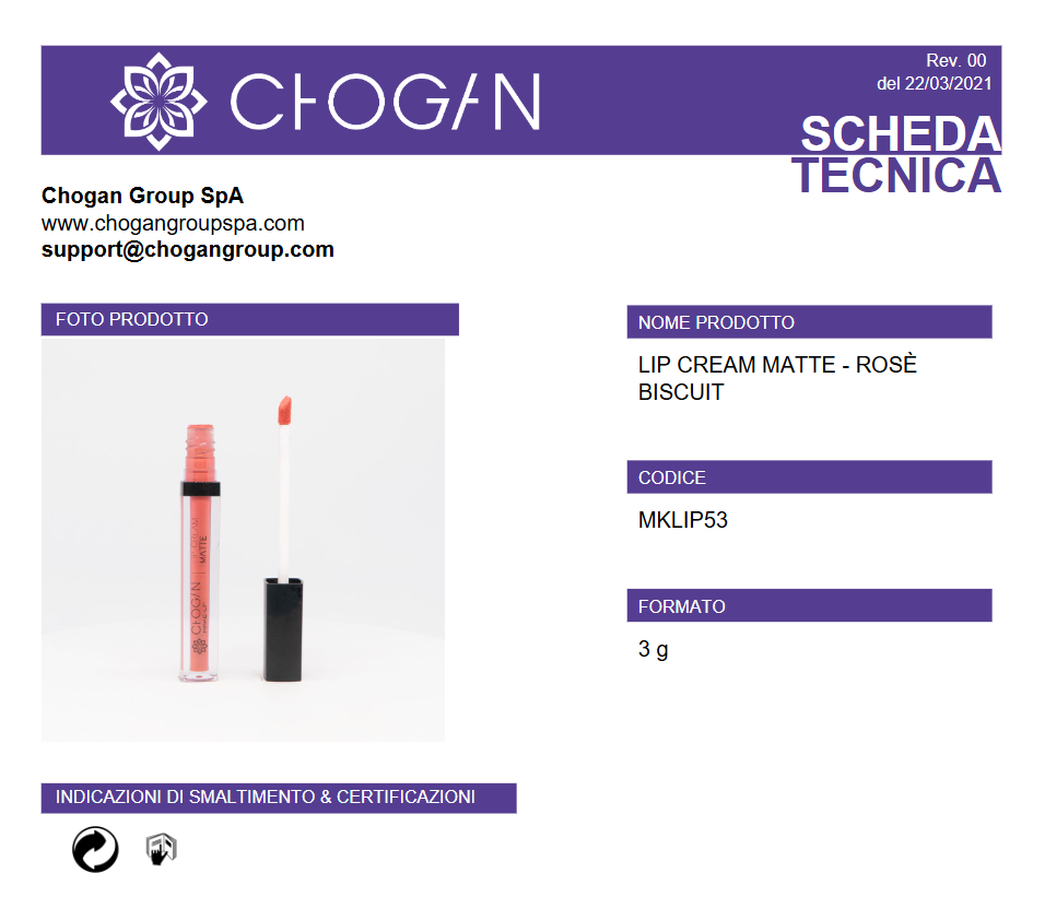 CHOGAN LIP CREAM MATTE - ROSÈ BISCUIT - Cod. MKLIP53