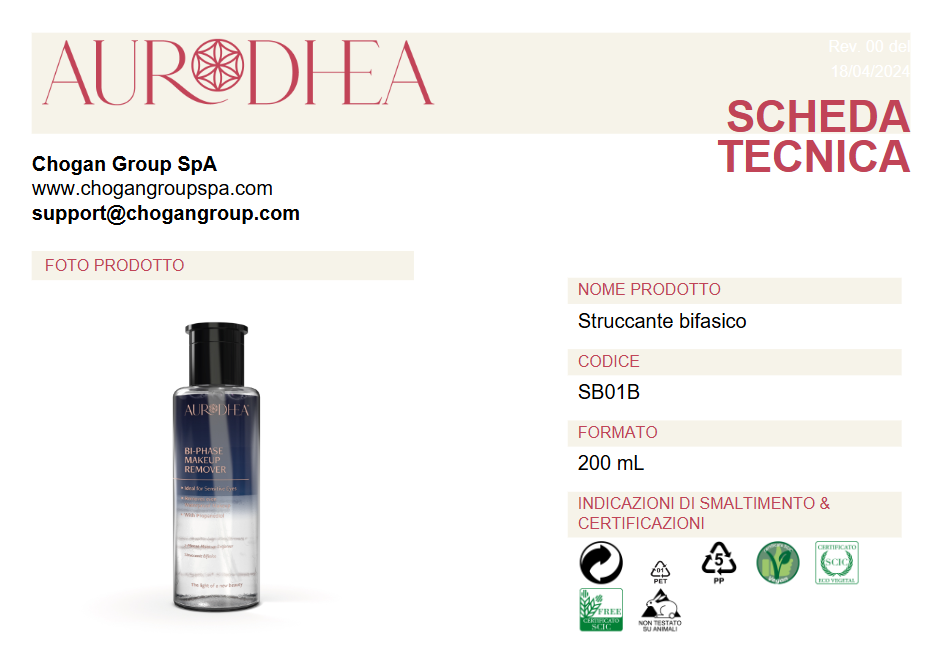 AURODHEA Struccante bifasico 200ml  - Cod. SB01B