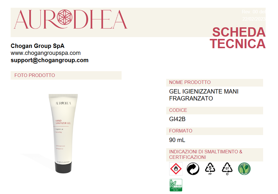 AURODHEA Gel igienizzante mani fragranzato 90ml - cod. GI42B