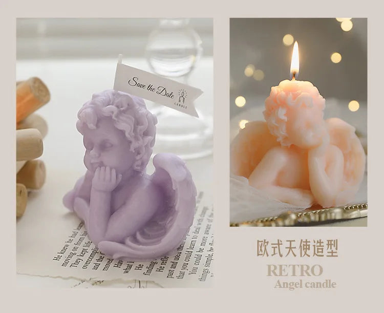 Candela decorativa a forma di angioletto