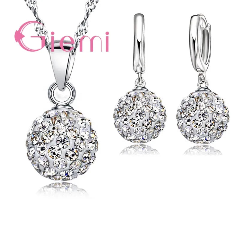 Set di Gioielli in Argento 925 con Cristallo Austriaco – Orecchini a Monachella e Collana con Pendente