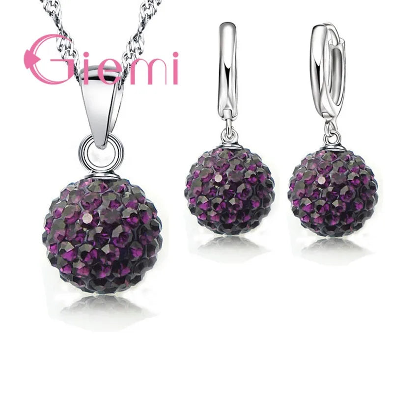 Set di Gioielli in Argento 925 con Cristallo Austriaco – Orecchini a Monachella e Collana con Pendente