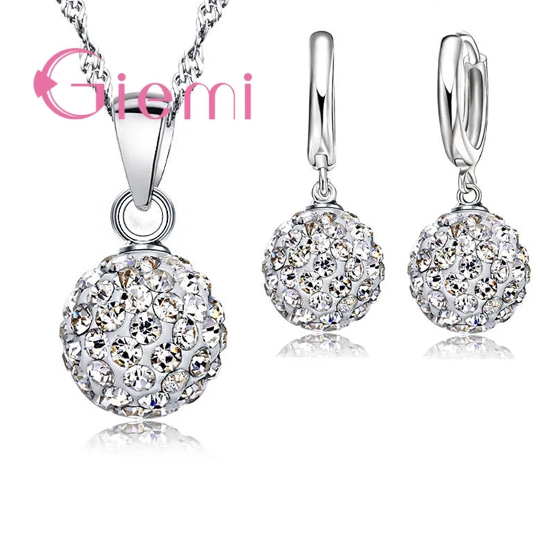 Set di Gioielli in Argento 925 con Cristallo Austriaco – Orecchini a Monachella e Collana con Pendente