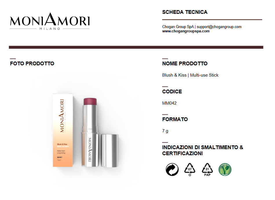 MONIAMORI Blush & Kiss | Multi-use Stick 7 g - Berry - Cod.MM042