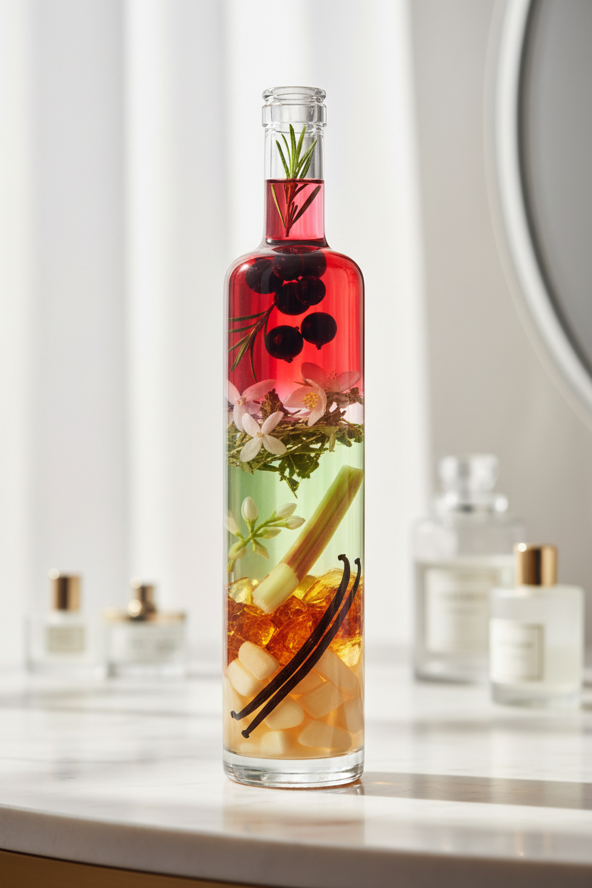  Campari, Ribes Nero, Rosmarino

 Erba Mate, Gelsomino, Rabarbaro

Ambroxan, Sandalo, Vaniglia