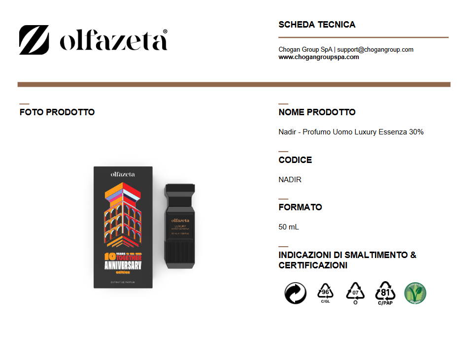 Nuovo Profumo Uomo Olfazeta Luxury NADIR 50ml