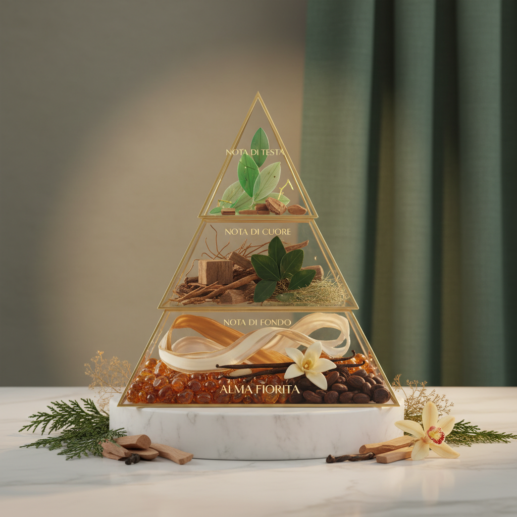 Piramide olfattiva
Nota di testa: Cedro

Nota di cuore: Patchouli, Sandalo, Vetiver

Nota di fondo: Balsamo del Tolù, Fava Tonka, Labdano, Muschio, Vaniglia