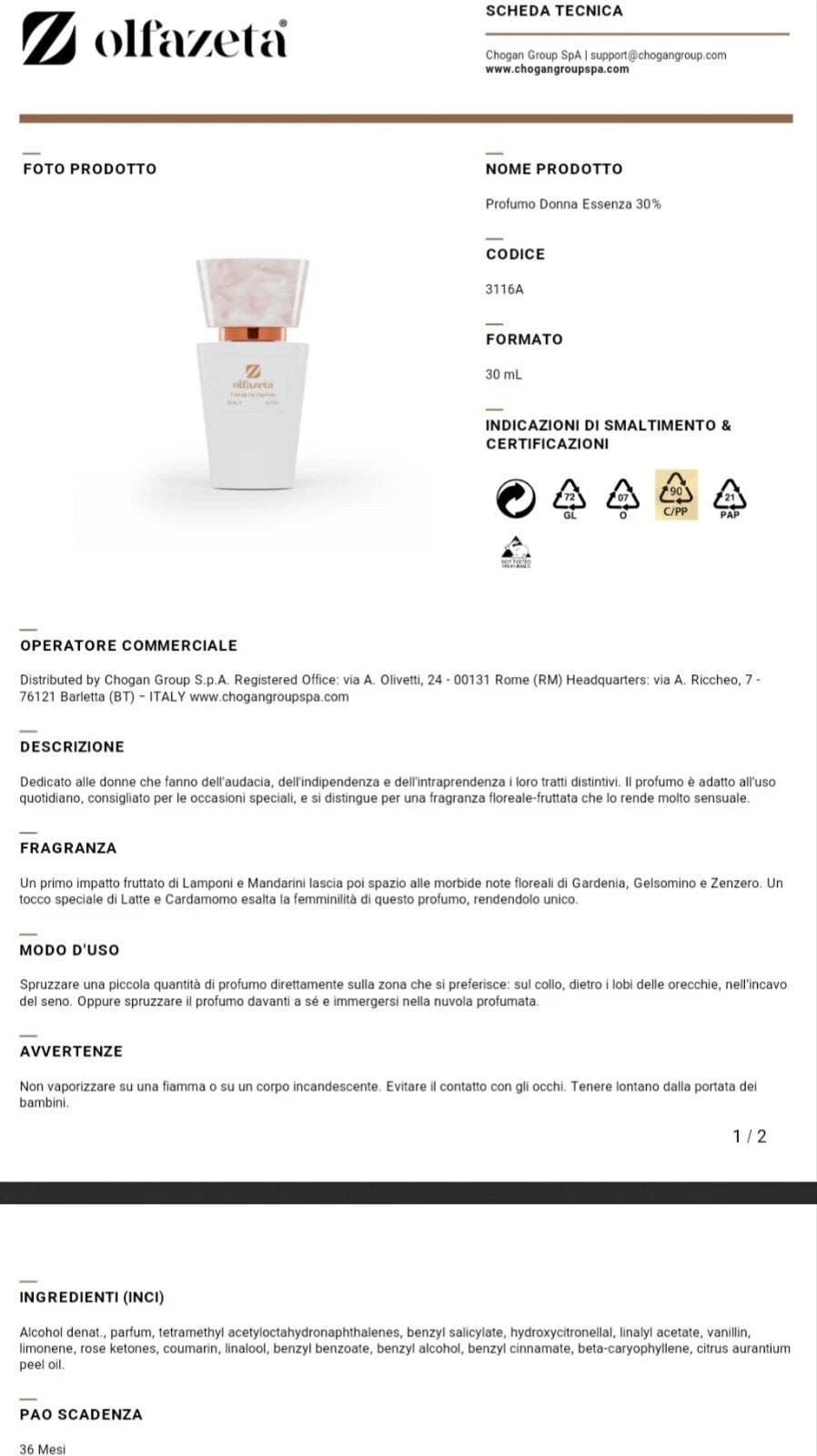 Olfazeta Profumo 30 ml Donna - Cod: 3145