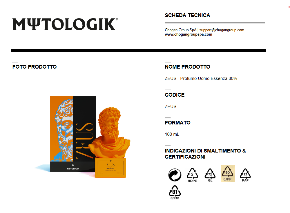 Nuovo Profumo Uomo ZEUS 100ml by MΨTΟLOGIK